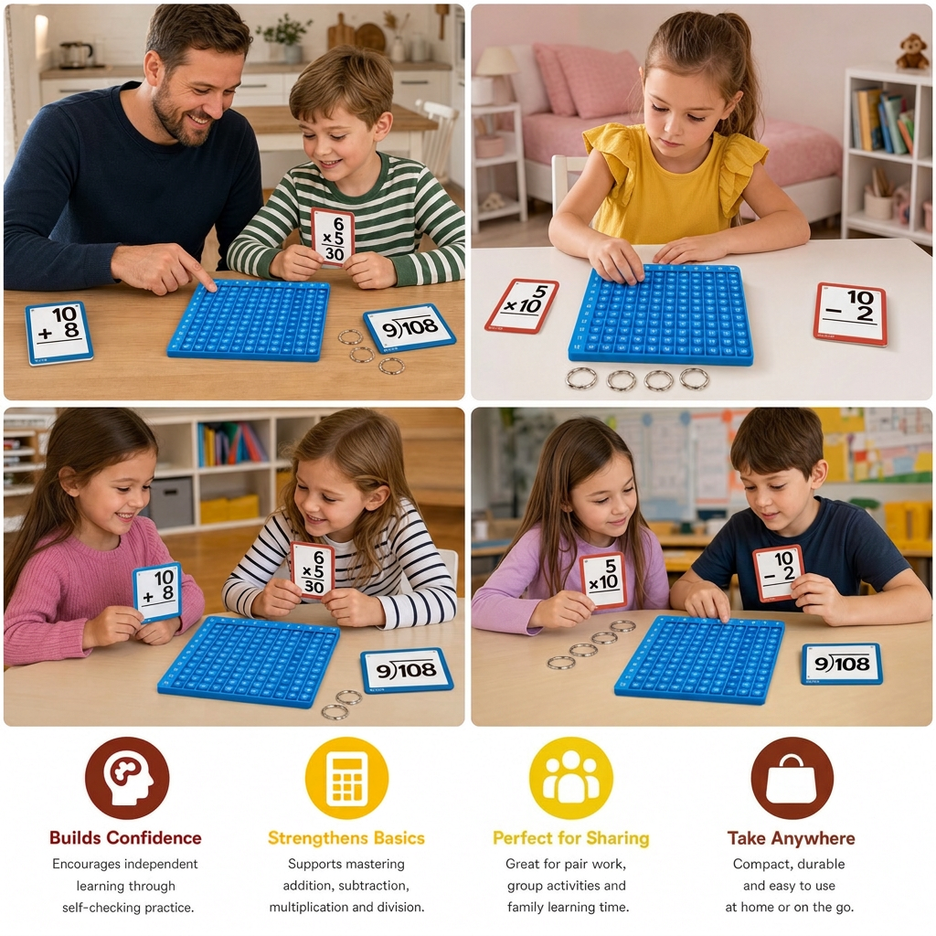 Math Learning Cards Set with Calculation Board – Addition, Subtraction, Multiplication & Division