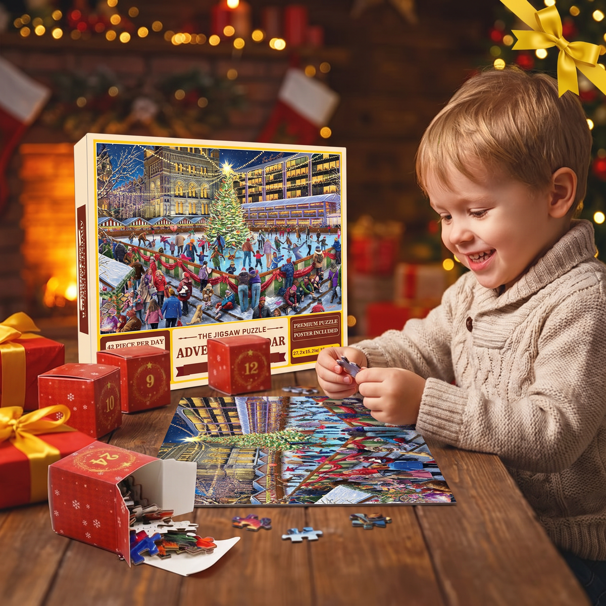 Christmas Jigsaw Puzzle Advent Calendar – 1008-Piece 24-Day Countdown Puzzle Set