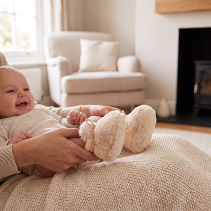 Warm & Cozy Fleece-Lined Cotton Baby Booties with Soft Soles
