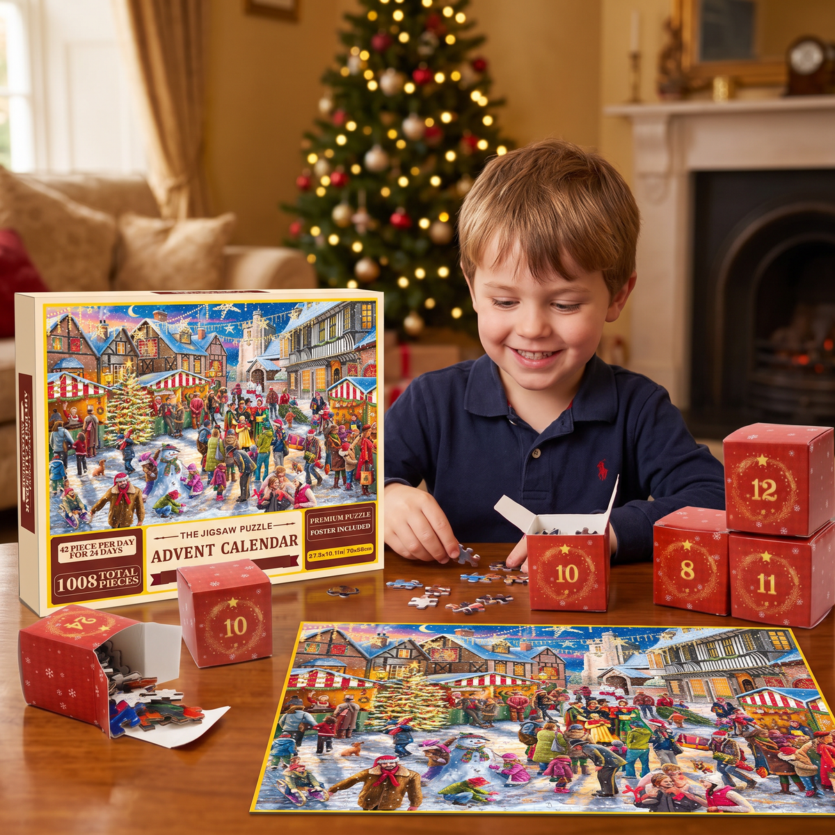 Christmas Jigsaw Puzzle Advent Calendar – 1008-Piece 24-Day Countdown Puzzle Set