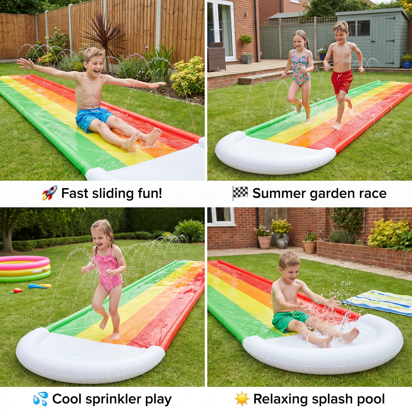 Rainbow Water Slide – Inflatable Outdoor Slide for Kids & Family