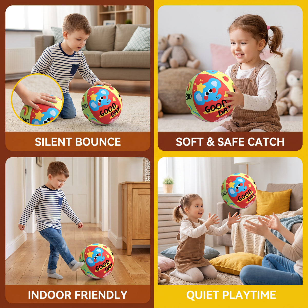 Soft & Safe Silent Indoor Play Ball for Kids