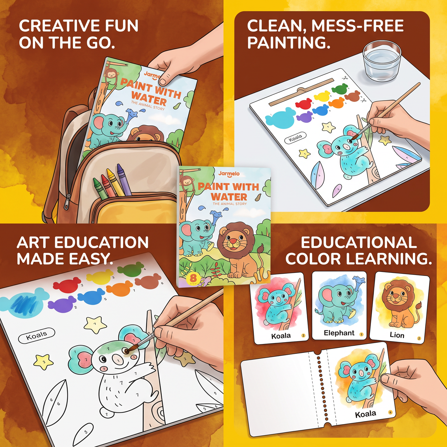 Watercolor Painting Book with Brush – Mess-Free Paint with Water Fun