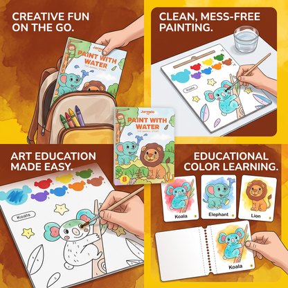 Watercolor Painting Book with Brush – Mess-Free Paint with Water Fun