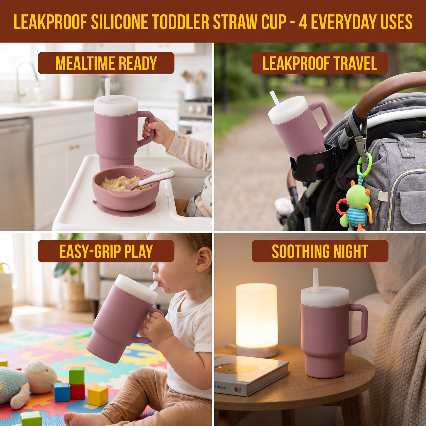 Leakproof Silicone Toddler Straw Cup