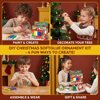 DIY Christmas No-Bake Glue Painting Ornament Craft Kit for Kids