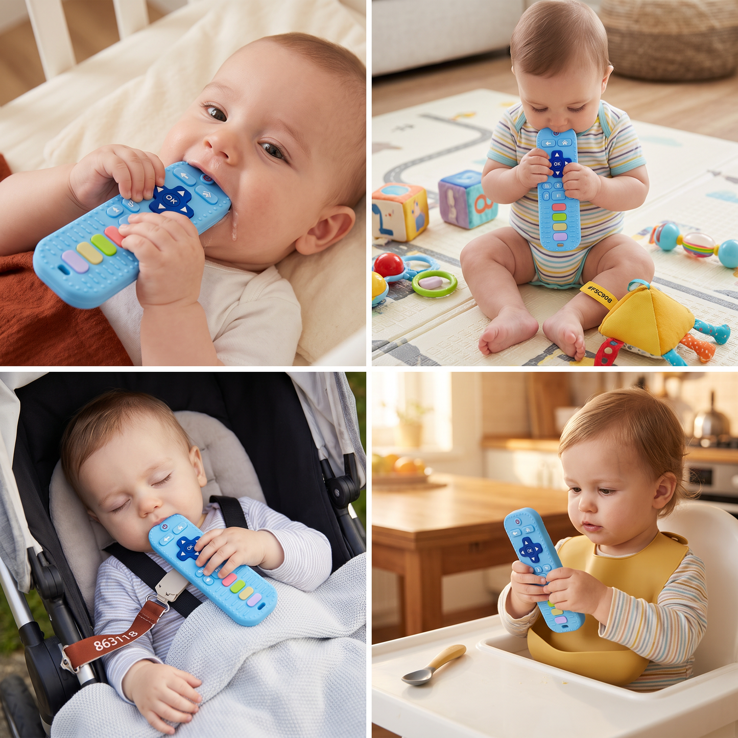 Silicone Remote Control Baby Teether – BPA-Free Sensory Chew Toy