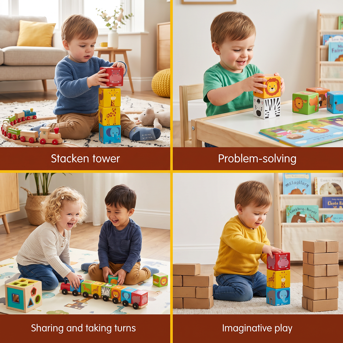 Toddler-Safe 4.2 cm Safari Animal Magnetic Building Cubes – STEM Learning Blocks