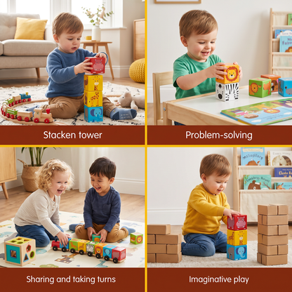 Toddler-Safe 4.2 cm Safari Animal Magnetic Building Cubes – STEM Learning Blocks