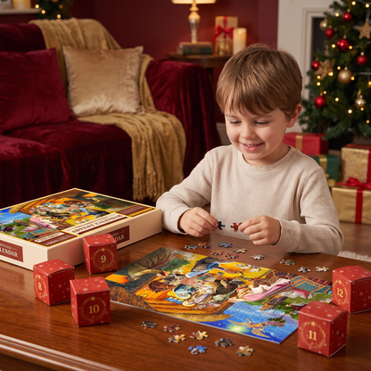 Christmas Jigsaw Puzzle Advent Calendar – 1008-Piece 24-Day Countdown Puzzle Set