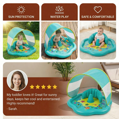 Inflatable Baby Splash Play Mat with Canopy – Water Play & Sun Protection for Toddlers