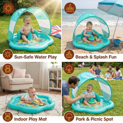 Inflatable Baby Splash Play Mat with Canopy – Water Play & Sun Protection for Toddlers