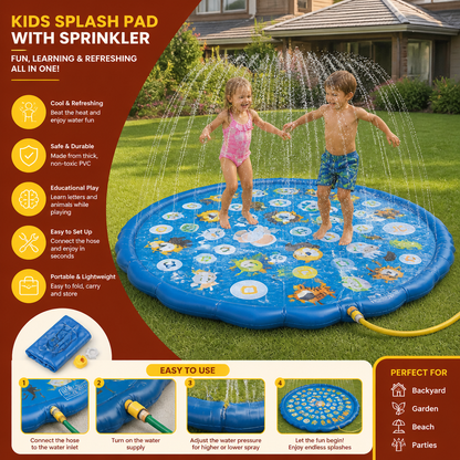 Inflatable Kids Splash Pad with Sprinkler – Outdoor Water Play Mat for Garden & Beach