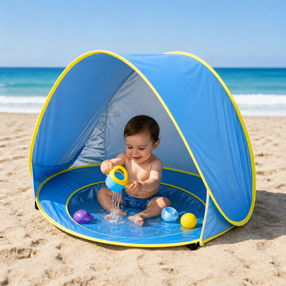 Pop-Up Baby Beach Tent with Built-In Pool & UV Protection – Portable Sun Shade for Kids