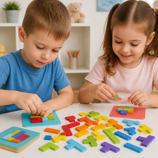 Wooden  Shape Matching Puzzle Family Game