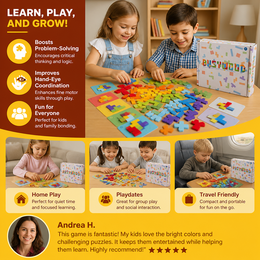 Wooden  Shape Matching Puzzle Family Game