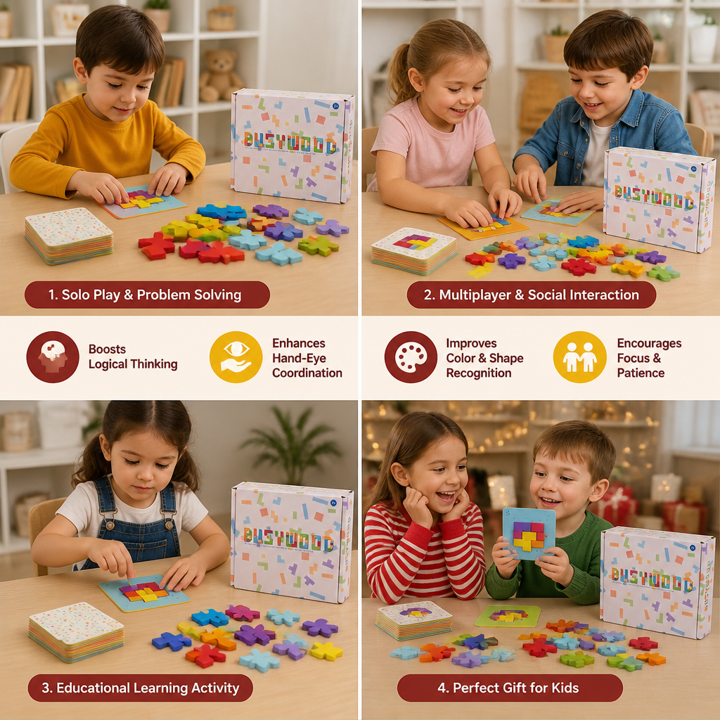 Wooden  Shape Matching Puzzle Family Game