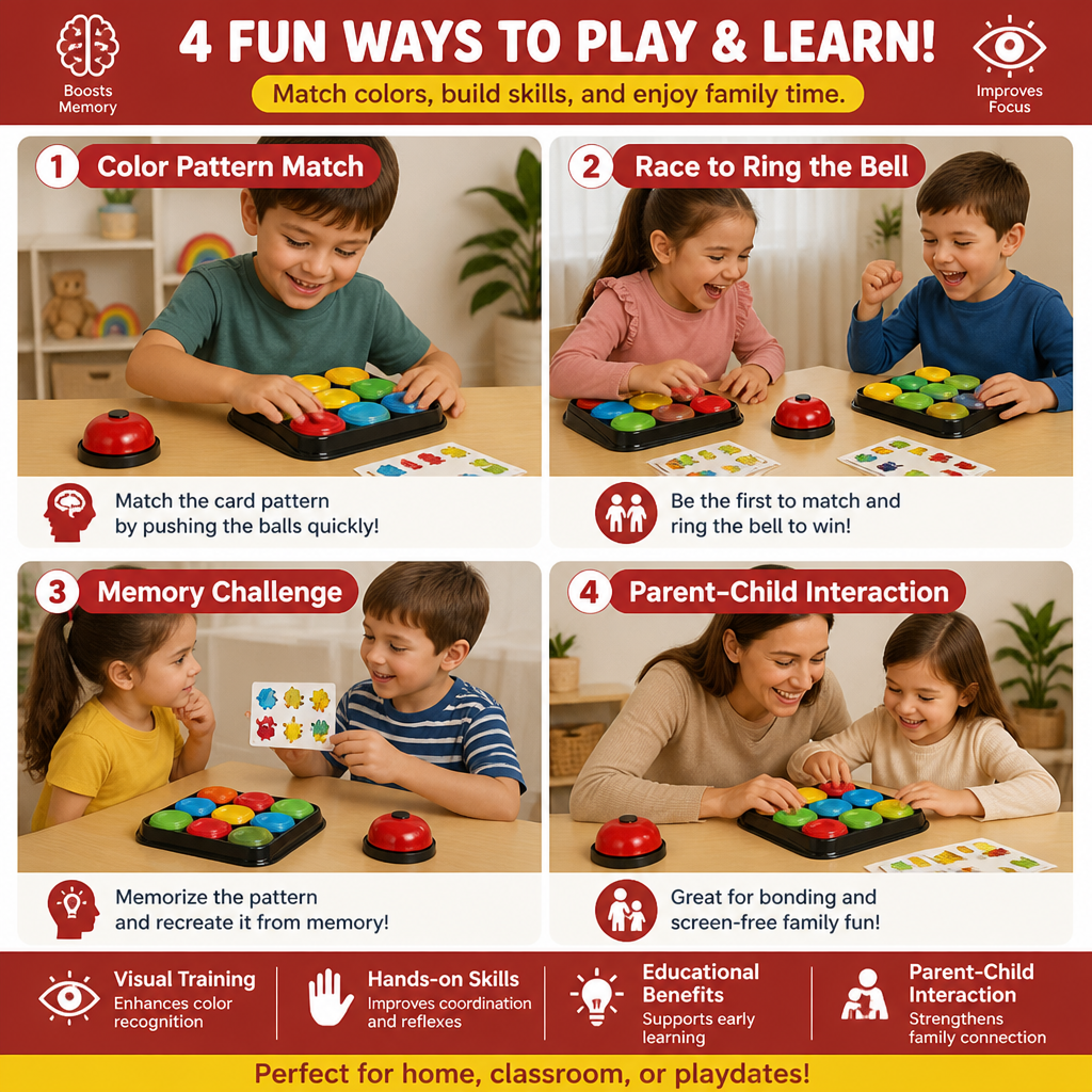 Educational Color Pattern Match Family Bell Game