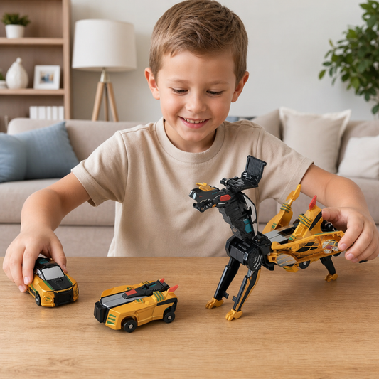 2-in-1 Magnetic Transforming Car & Dinosaur Toy with Automatic Collision Action