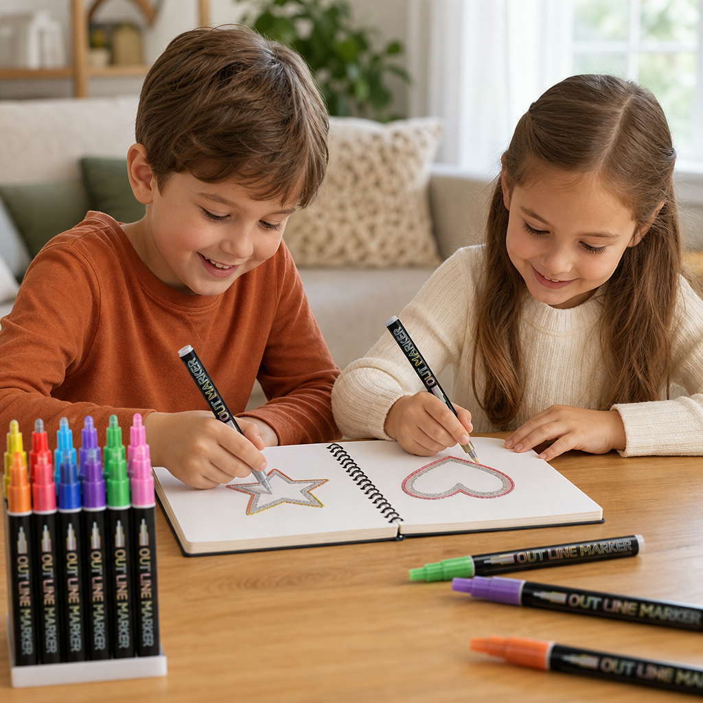 Outline Shimmer & Metallic Glitter Marker Set