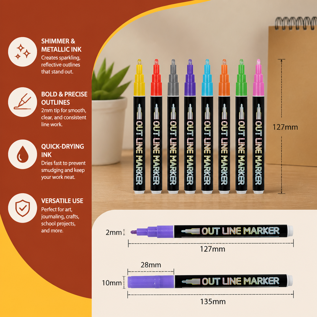 Outline Shimmer & Metallic Glitter Marker Set