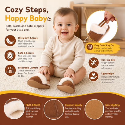 Fluffy Baby & Toddler Slippers with Soft Plush Lining and Non-Slip Soles