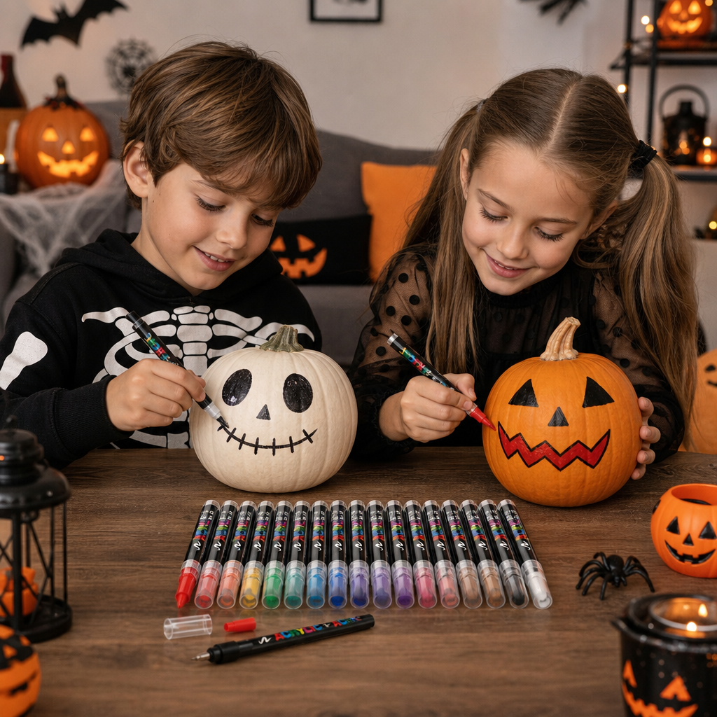 Dual-Tip Acrylic Paint Marker Set with Fine & Brush Tips