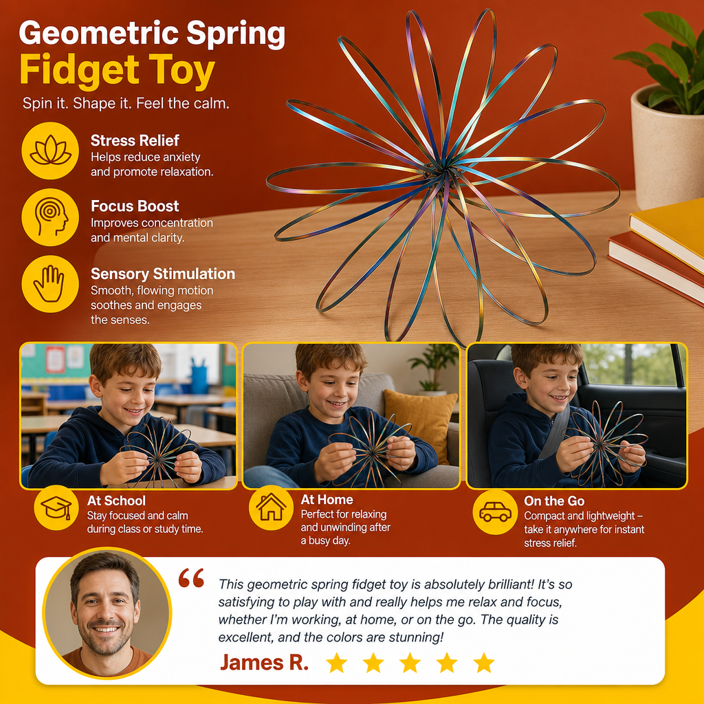 Geometric Spring Fidget Toy – Sensory Stress Relief Sculpture