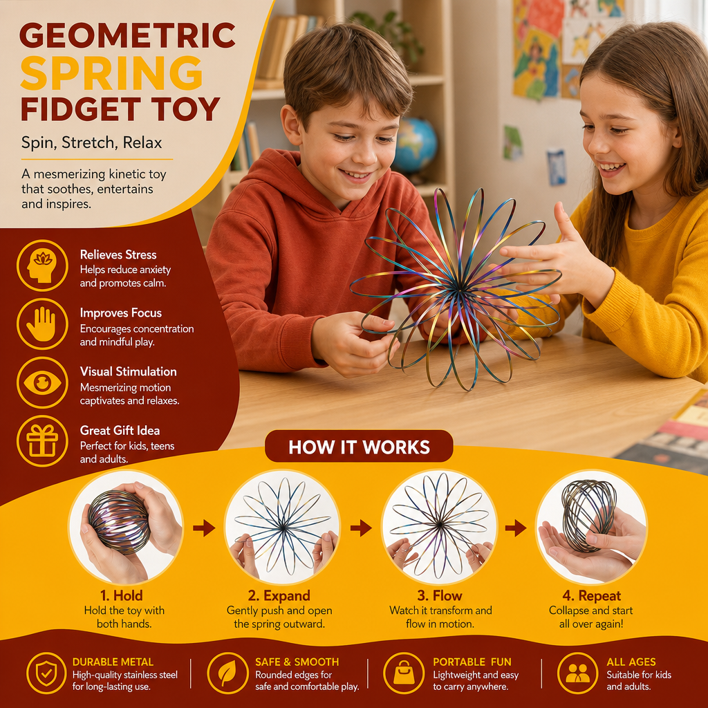 Geometric Spring Fidget Toy – Sensory Stress Relief Sculpture