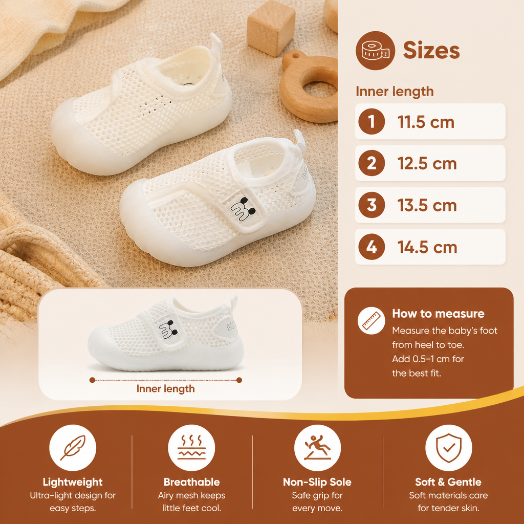 Comfortable Baby Shoes with Soft, Non-Slip Soles