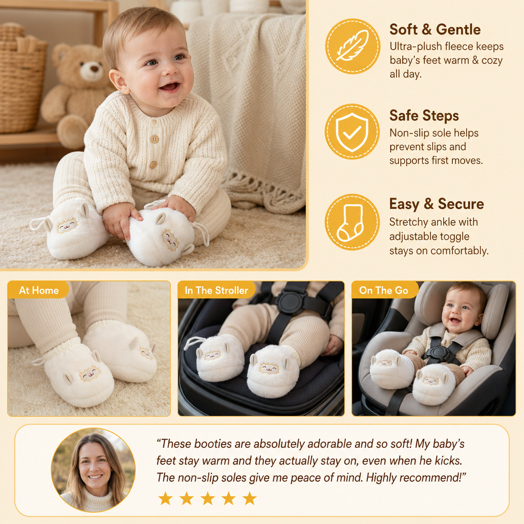 Warm & Cozy Fleece-Lined Baby Booties with Soft Non-Slip Soles