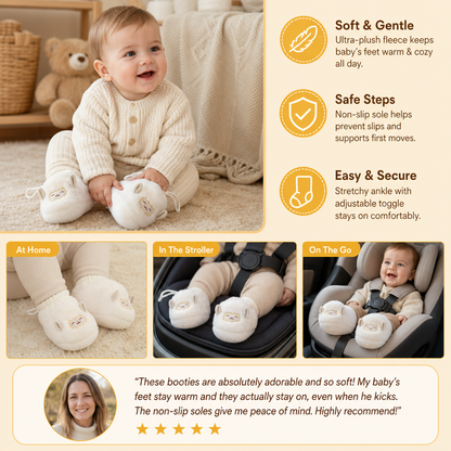 Warm & Cozy Fleece-Lined Baby Booties with Soft Non-Slip Soles