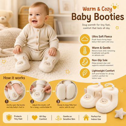 Warm & Cozy Fleece-Lined Baby Booties with Soft Non-Slip Soles