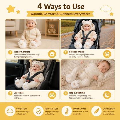 Warm & Cozy Fleece-Lined Baby Booties with Soft Non-Slip Soles