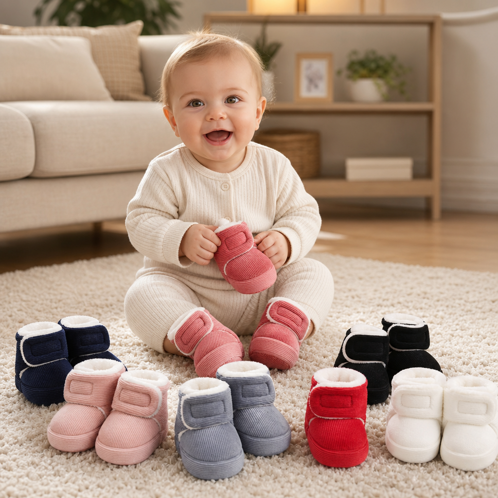 Warm & Cozy Plush Baby Booties with Soft, Non-Slip Soles
