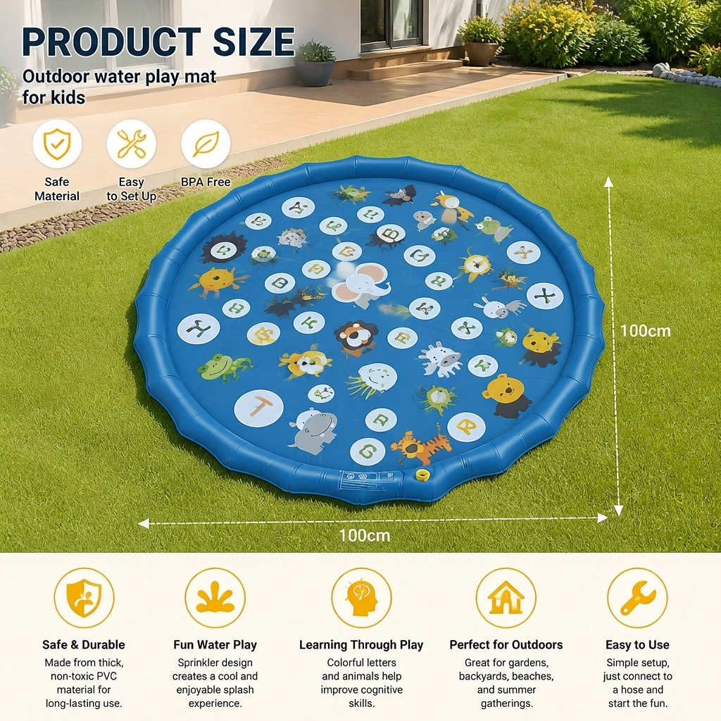 Inflatable Kids Splash Pad with Sprinkler – Outdoor Water Play Mat for Garden & Beach