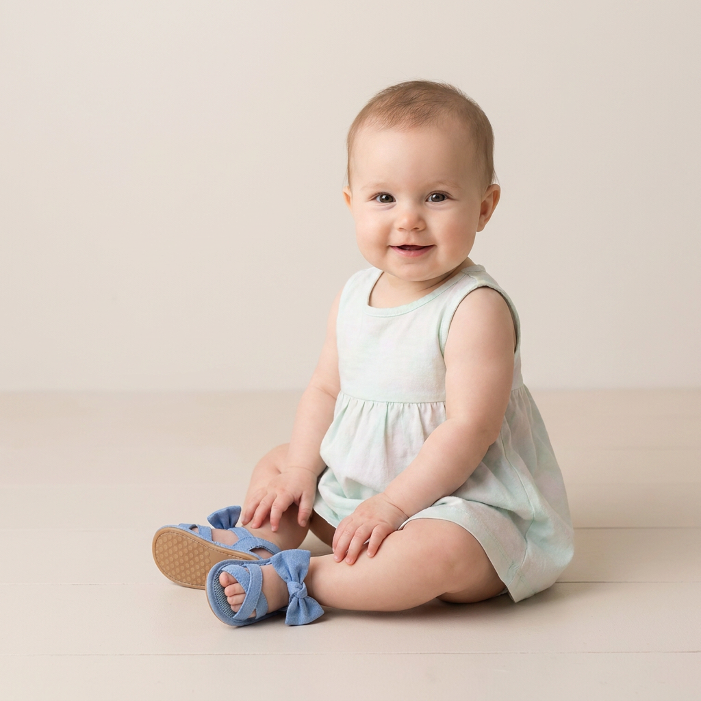 Cross-Strap Bow Sandals Blue