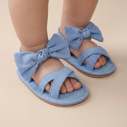 Cross-Strap Bow Sandals Blue