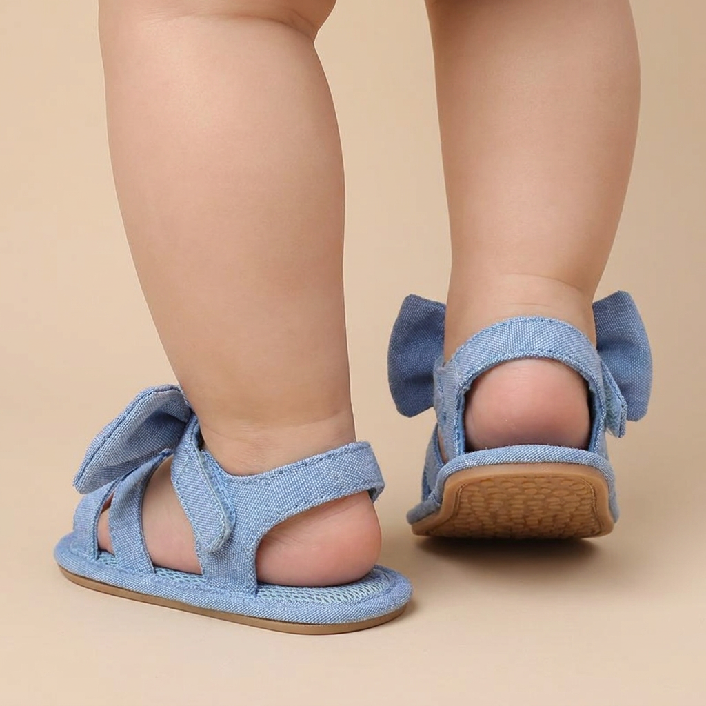 Cross-Strap Bow Sandals Blue