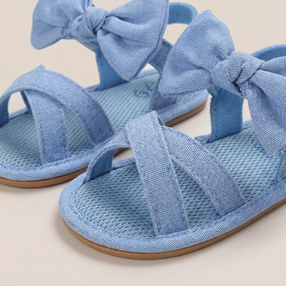 Cross-Strap Bow Sandals Blue
