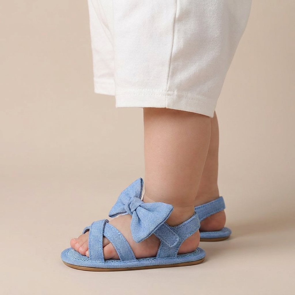 Cross-Strap Bow Sandals Blue