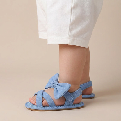 Cross-Strap Bow Sandals Blue