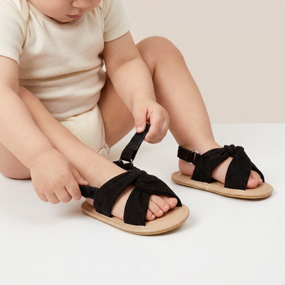 Knotted Cross-Strap Sandals