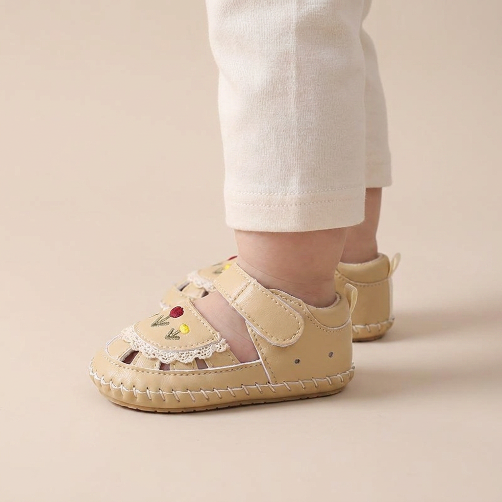 Lace Trim Flower Sneaker Sandals