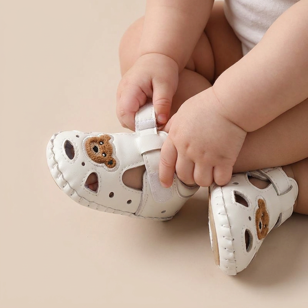 Teddy Bear Cutout Closed-Toe Sandals