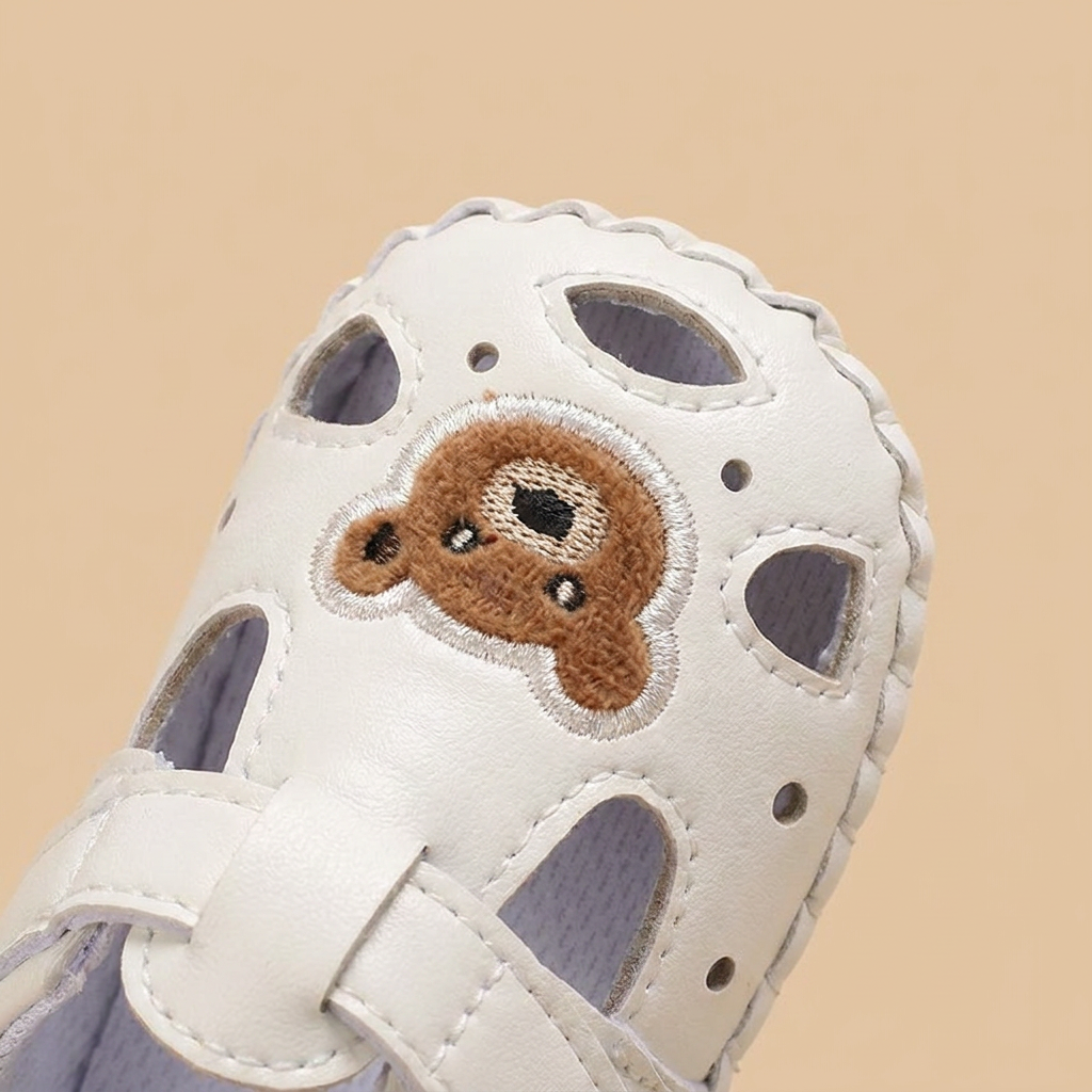 Teddy Bear Cutout Closed-Toe Sandals
