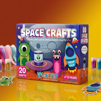 Kids Paper Crafts Box – 20 Easy DIY Arts & Crafts Projects for Ages 3–10 with Glue Stick, Tape & Envelopes