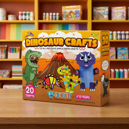 Kids Paper Crafts Box – 20 Easy DIY Arts & Crafts Projects for Ages 3–10 with Glue Stick, Tape & Envelopes