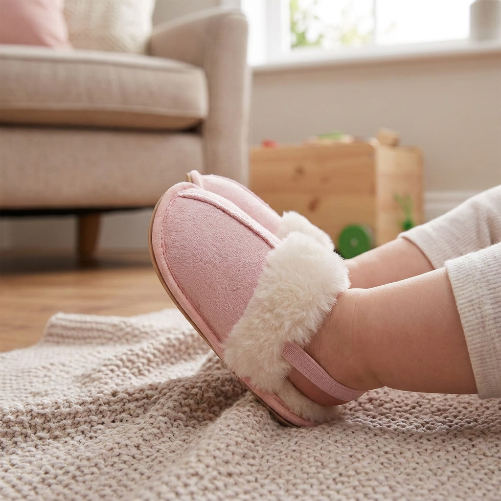 Fluffy Baby & Toddler Slippers with Soft Plush Lining and Non-Slip Soles