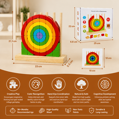 Montessori Wooden Rainbow Stacking & Matching Puzzle
